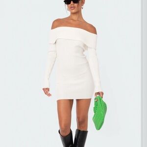 Edikted Fold Over White Dress